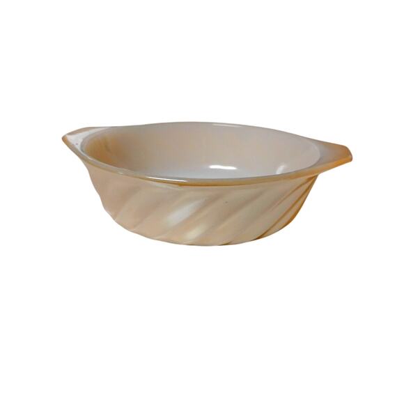 Vintage Anchor Hocking Fire King Mini Casserole Dish Milk Glass Peach Lustre - Picture 9 of 10